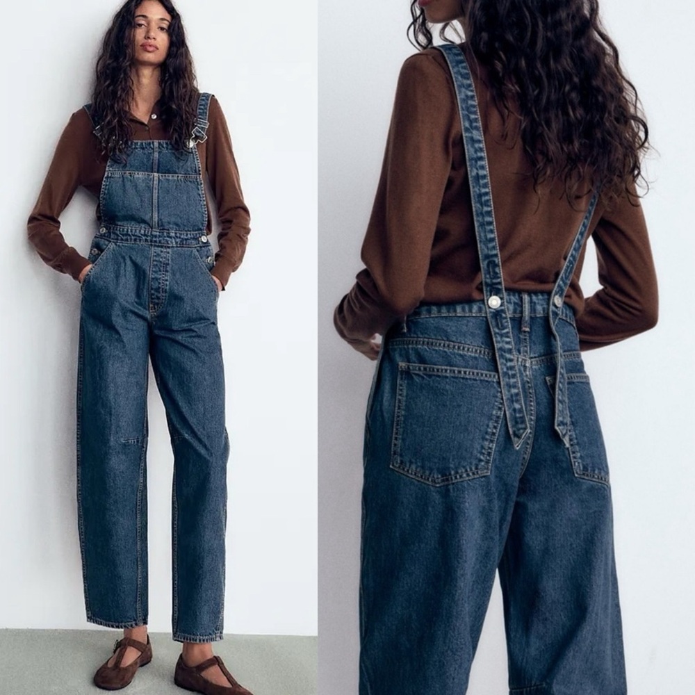 ZARA Denim Dungarees Baggy Overalls Jumpsuit